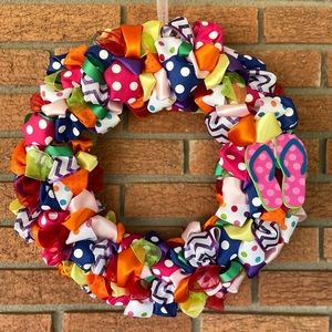 Summer Themed Bright Looped Ribbon Wreath